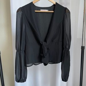 Black top with sheer sleeves